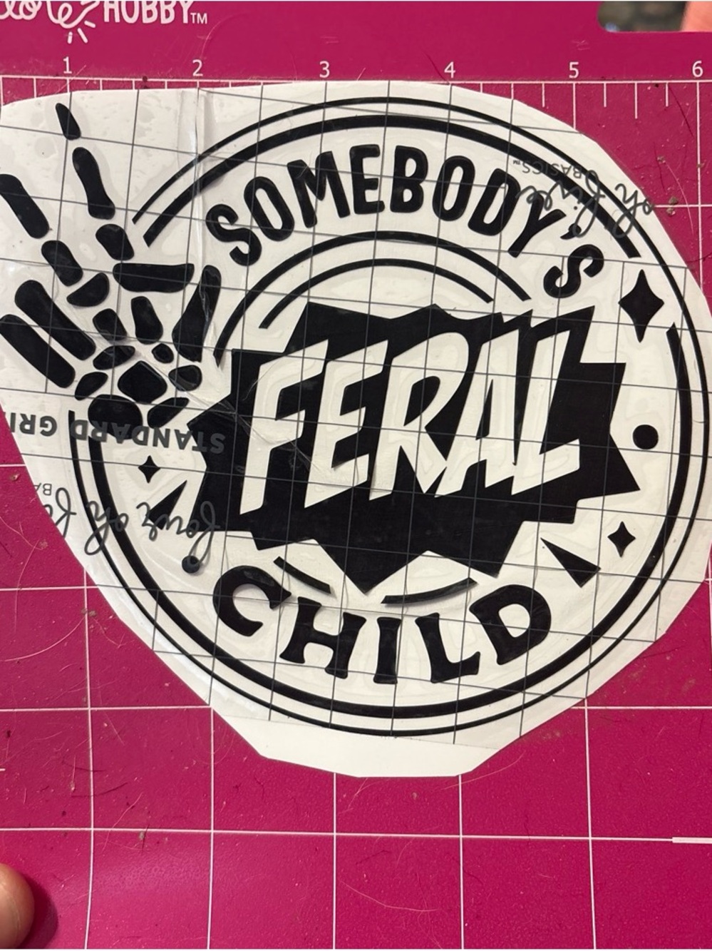 Somebody's Feral Child Kids Bottoms Graphic Patch - Black vinyl decal